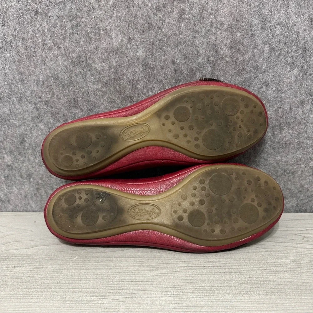 EuroSoft by Sofft Sena Women's Sz 7 Red Zipper Accent Ballet‎ Flats 1032309